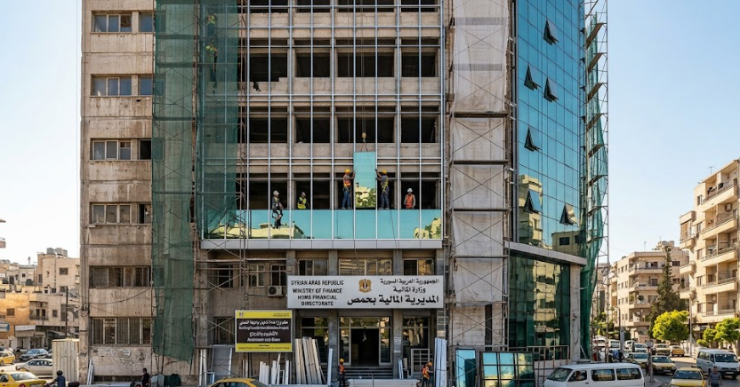  Facade Rehabilitation with Aluminum and Glass at Homs Financial Directorate Building