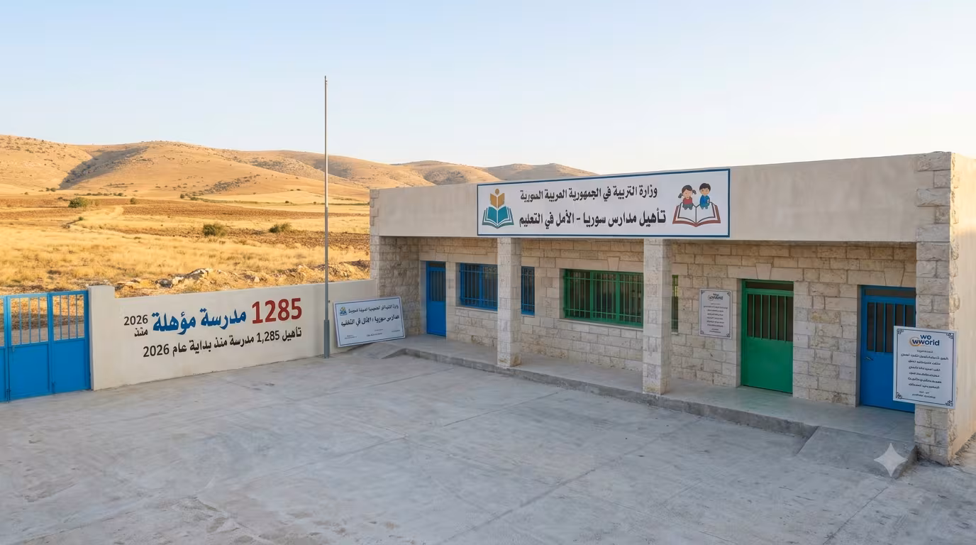 وزارة التربية السورية تُعيد تأهيل 1285 مدرسة منذ مطلع عام 2026