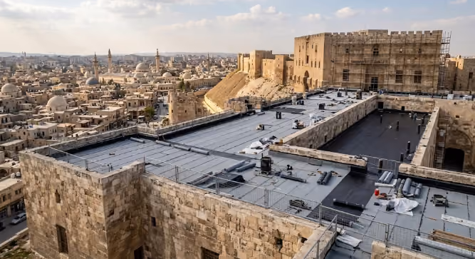 Roof Waterproofing Project for the Throne Hall at the Citadel of Aleppo – Ministry of Tourism