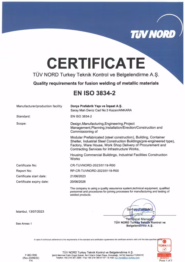 شهادة EN ISO 3834 لمتطلبات جودة اللحام