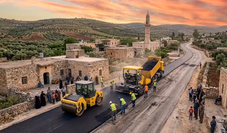 Implementation of a paving and asphalting project within the Al-Barqiyah town sector