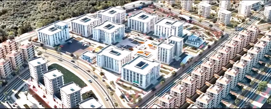 Aerial rendering of the Al-Bab Administrative City and University Faculties project, Aleppo