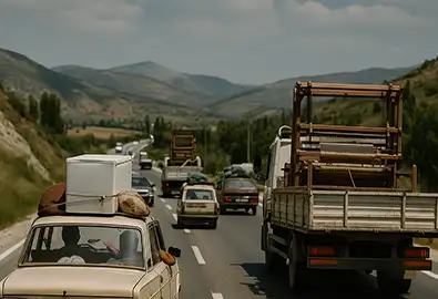 Highway shot of moving across country