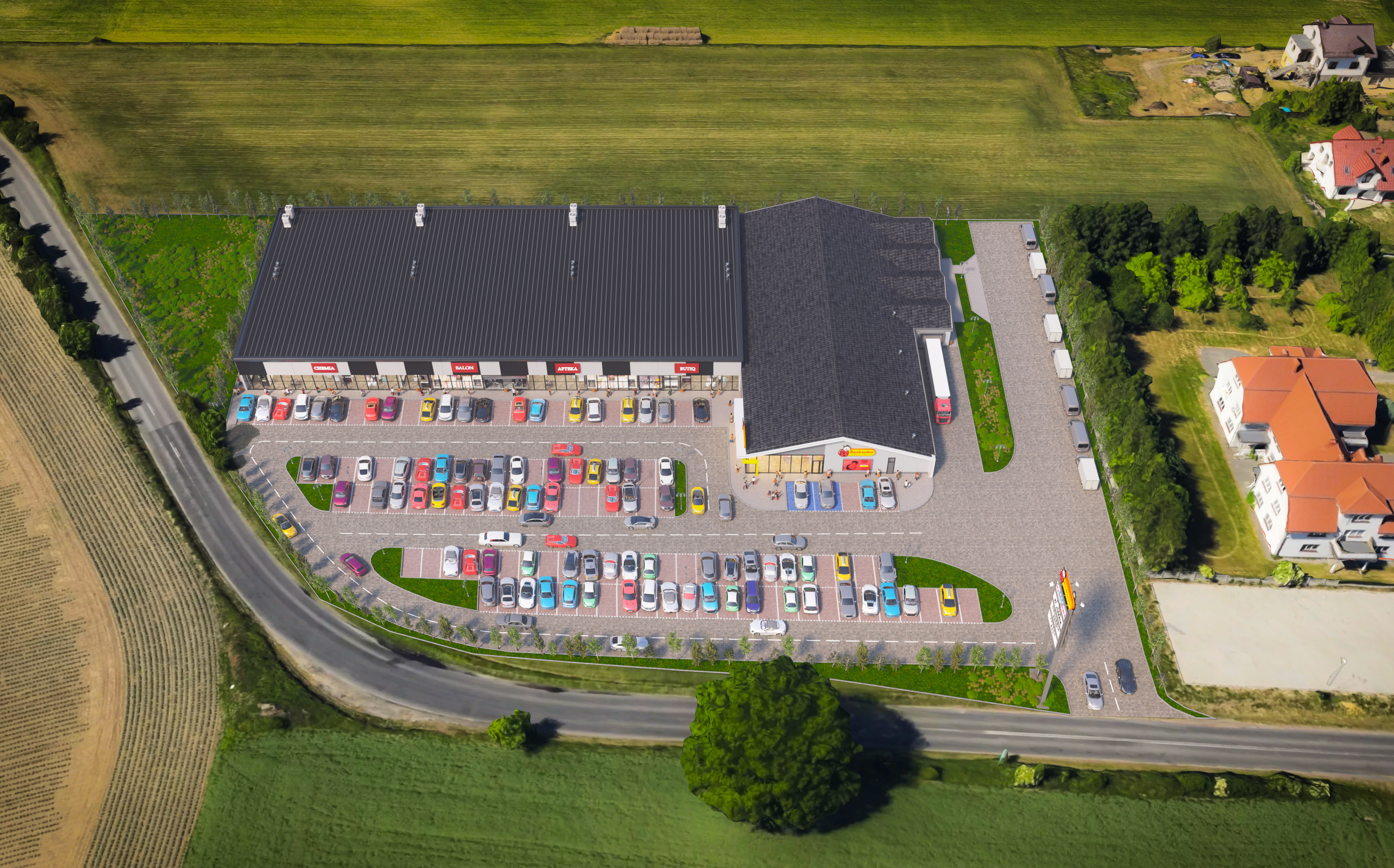  park handlowy convenience na sprzedaż – 3400 m² | Biedronka, Rossmann, Pepco