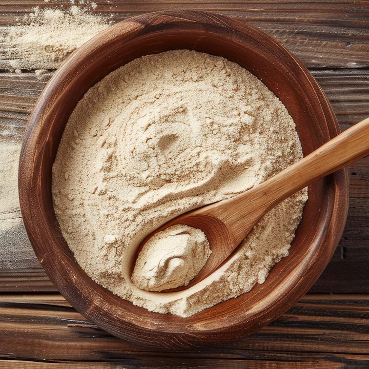 Spoon with yeast beta glucan powder for purity and composition analysis.