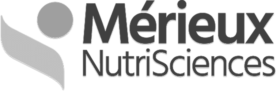 Mérieux NutriSciences logo with stylized person icon and company name in grayscale.