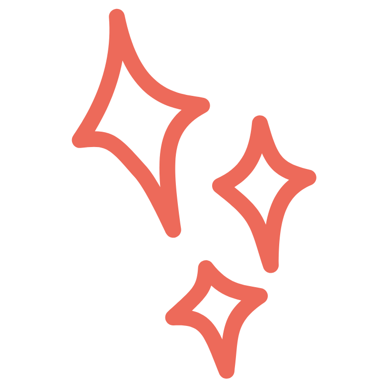 Three red sparkling star shapes