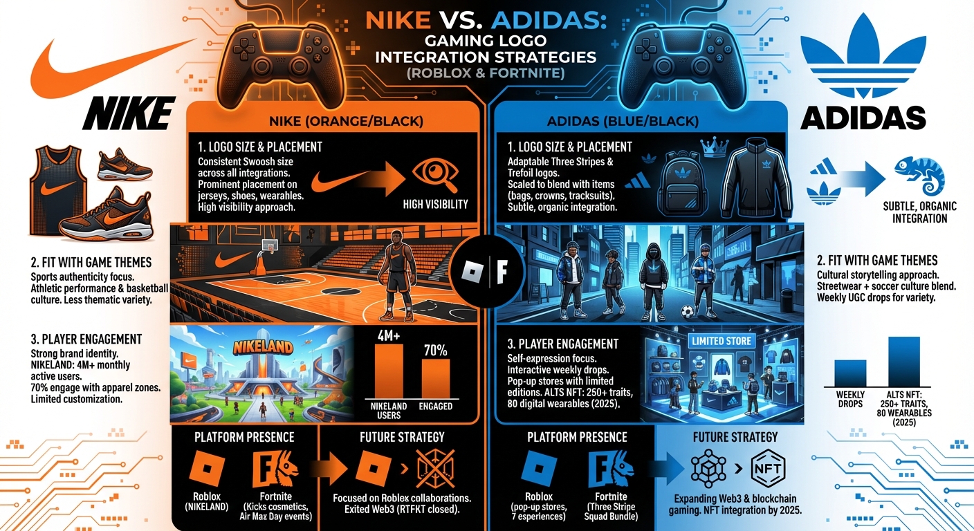 Nike vs Adidas Logo Integration Strategies in Gaming Platforms