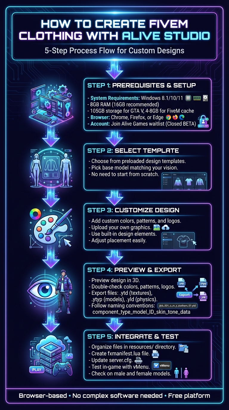 5-Step Process to Create FiveM Custom Clothing with Alive Studio