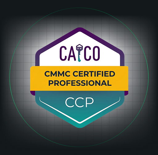 CMMC Certified Professional (CCP) badge with CAICO logo.