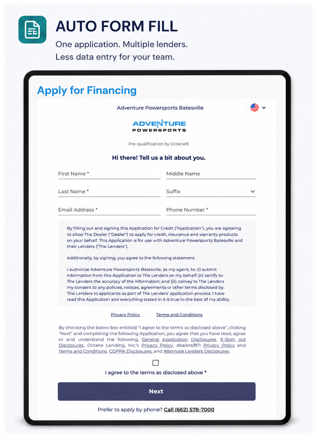 Revvable auto form fill finance application