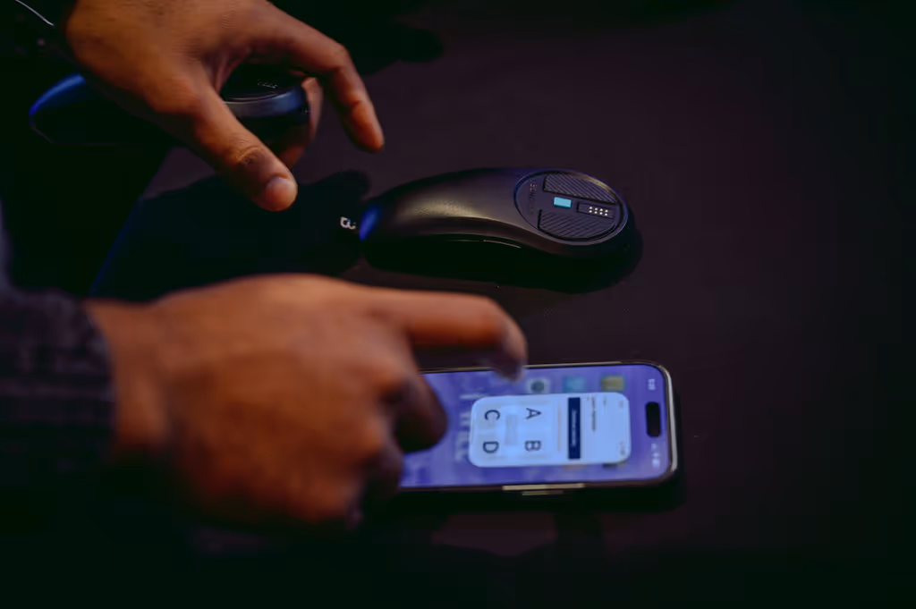 Tech founder testing their braille education product. 
