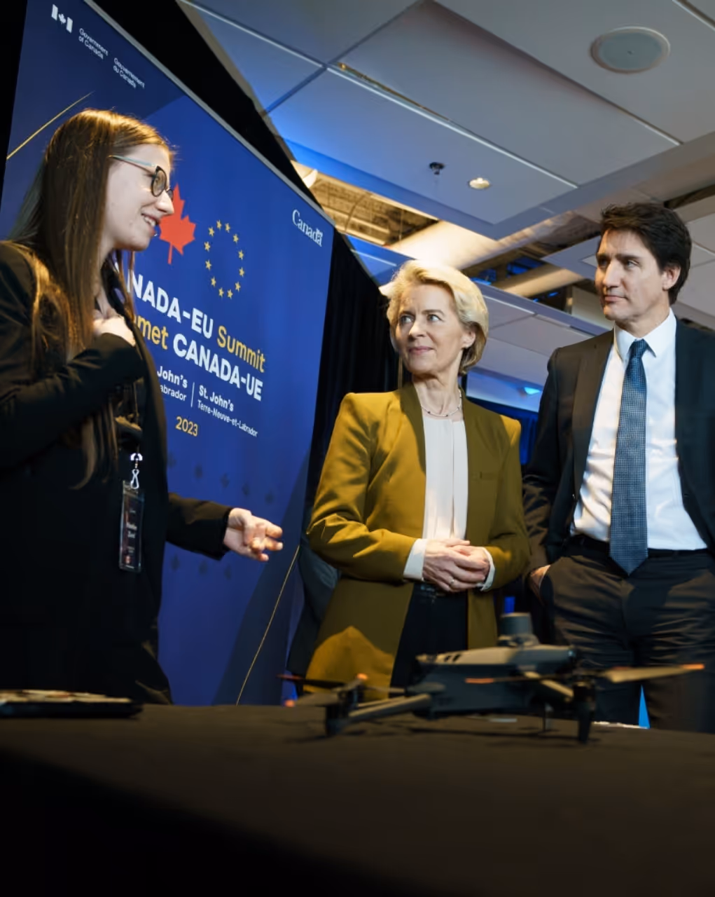 Genesis founder meeting Canadian Prime Mister and President of the European Commission