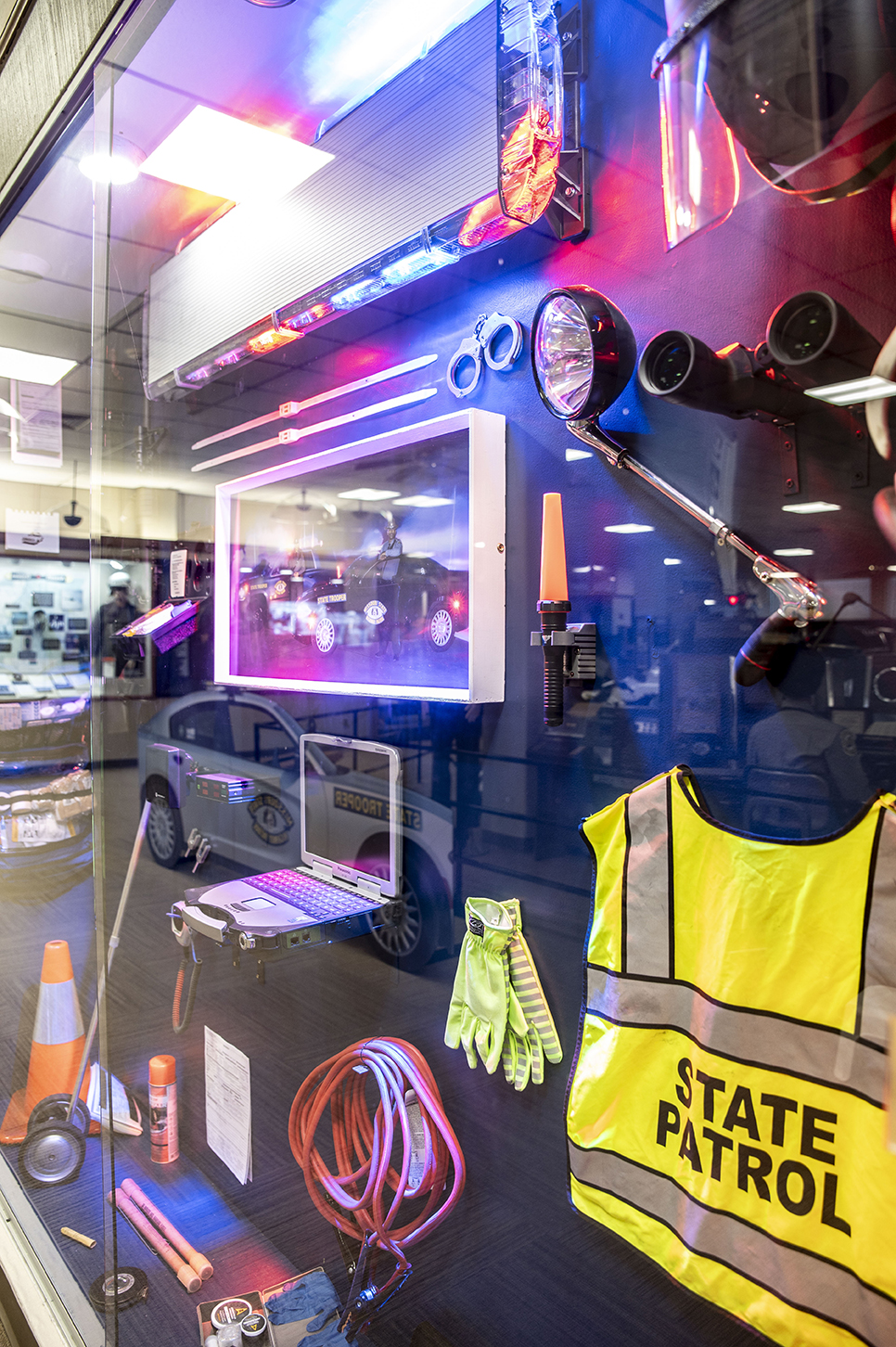 A museum display of Patrol items.