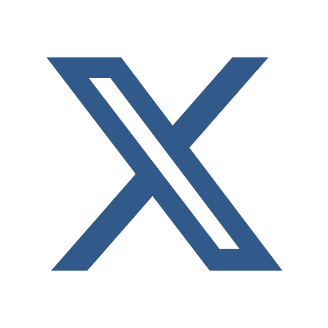 Blue stylized X symbol representing the Twitter brand logo.