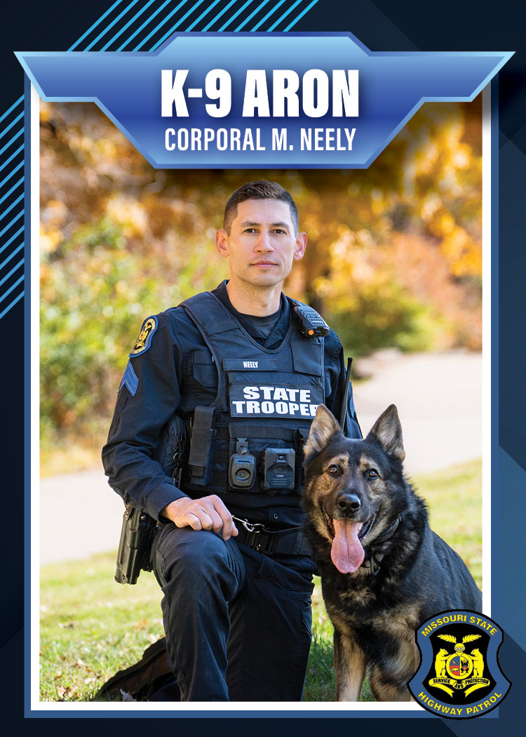 Trooper Matthew W. Neely with K-9 Aron