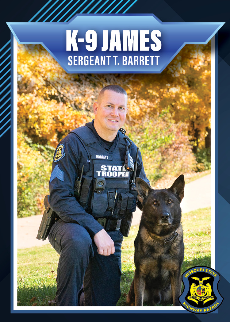Sergeant Timothy A. Barrett with K-9 James