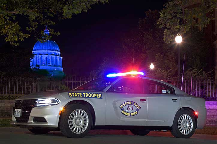 MSHP cruiser with lights on.