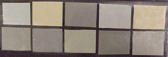 Duct tape samples showing variation in adhesive color.