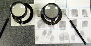 A latent fingerprint developed on an item of evidence.