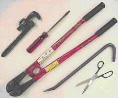 Tools submitted to the laboratory for toolmark examination.