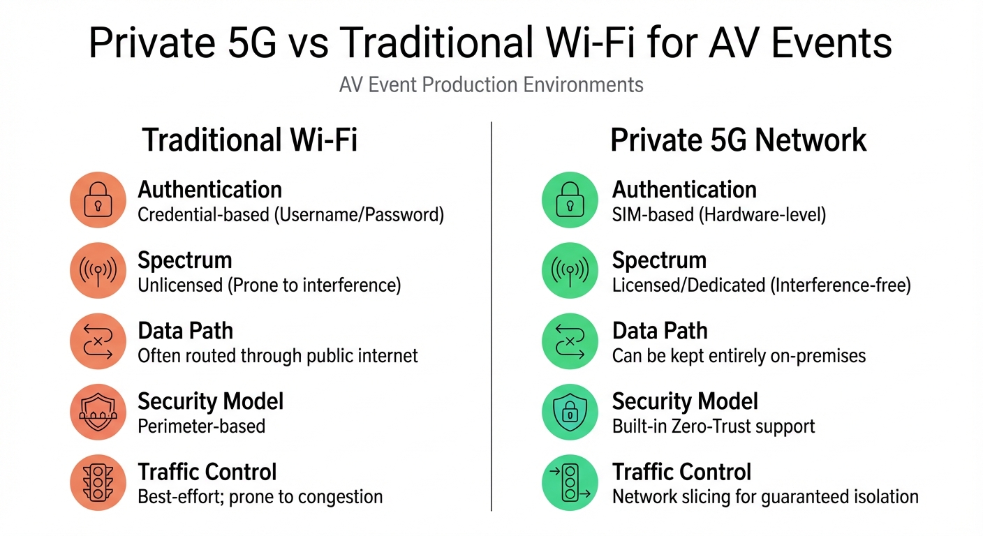 Private 5G vs Traditional Wi-Fi for AV Events Comparison