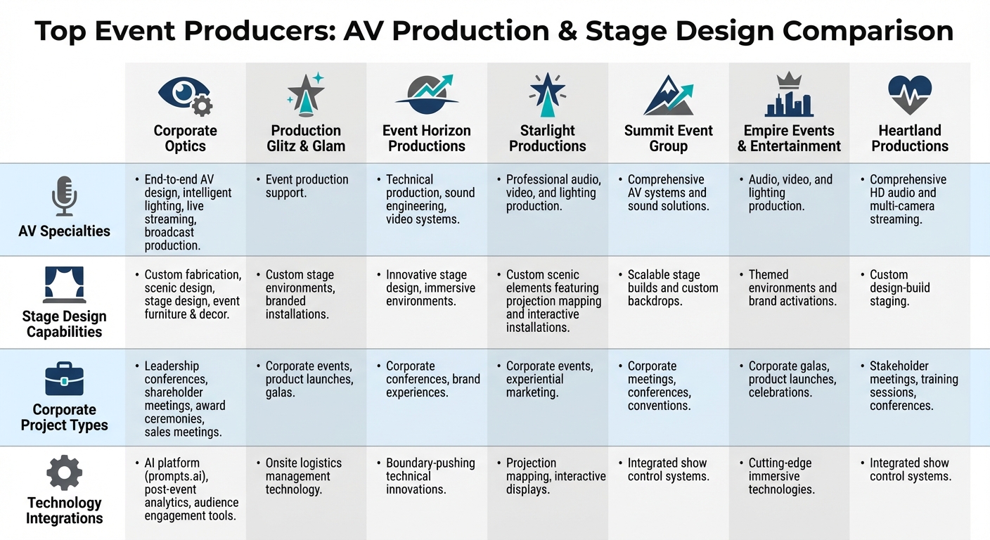 Top 7 Event Producers: AV Production and Stage Design Capabilities Comparison