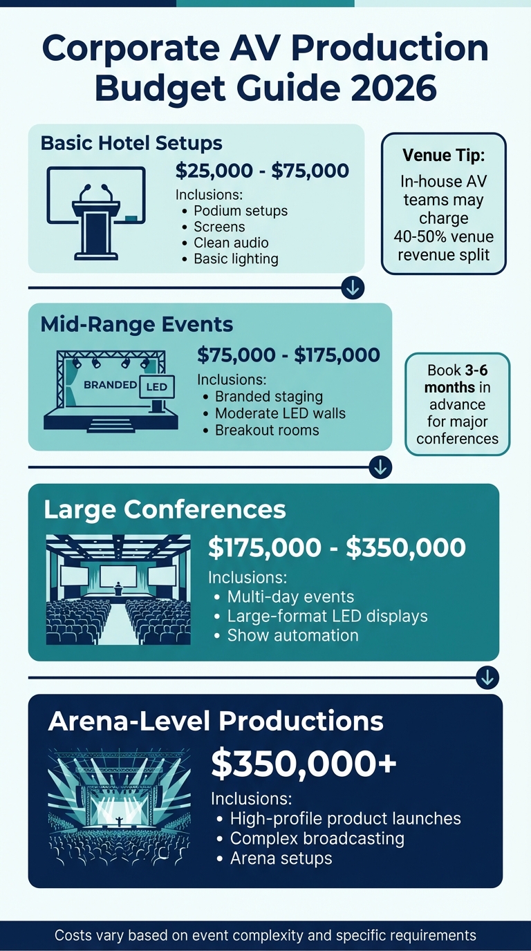 Corporate AV Production Budget Guide: Cost Ranges by Event Type 2026