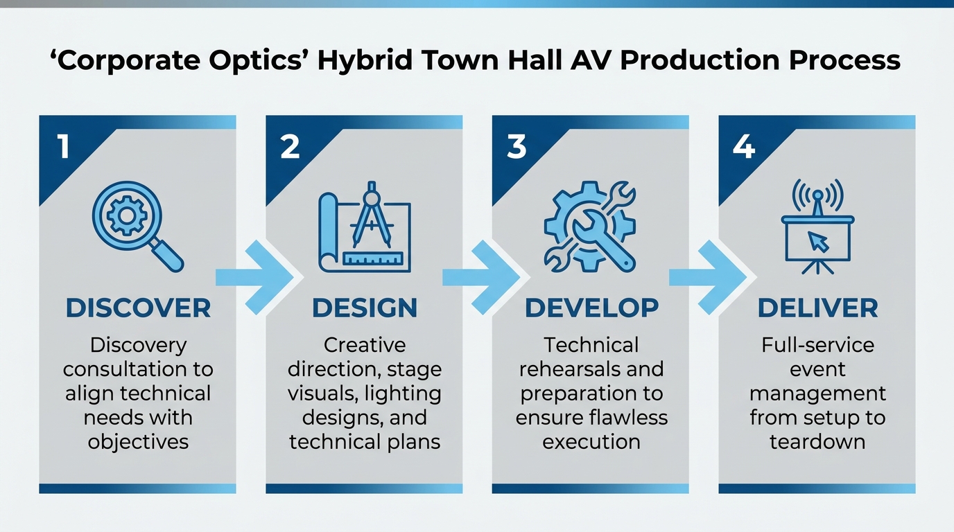Corporate Optics 4-Step Hybrid Town Hall Production Process
