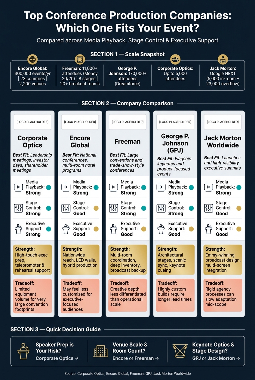 Top Conference Production Companies Compared: Scale, Strengths & Best Fit