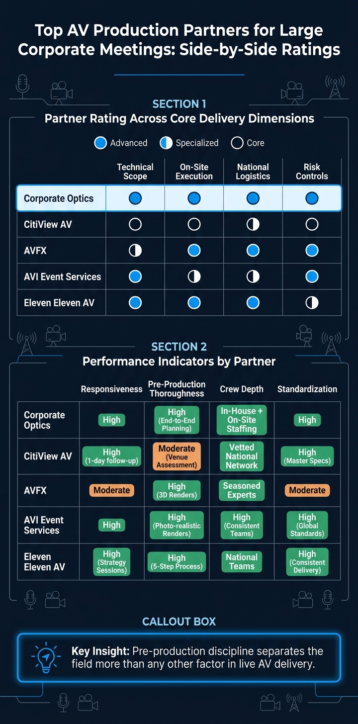 Top AV Production Partners for Large Corporate Meetings: Side-by-Side Ratings