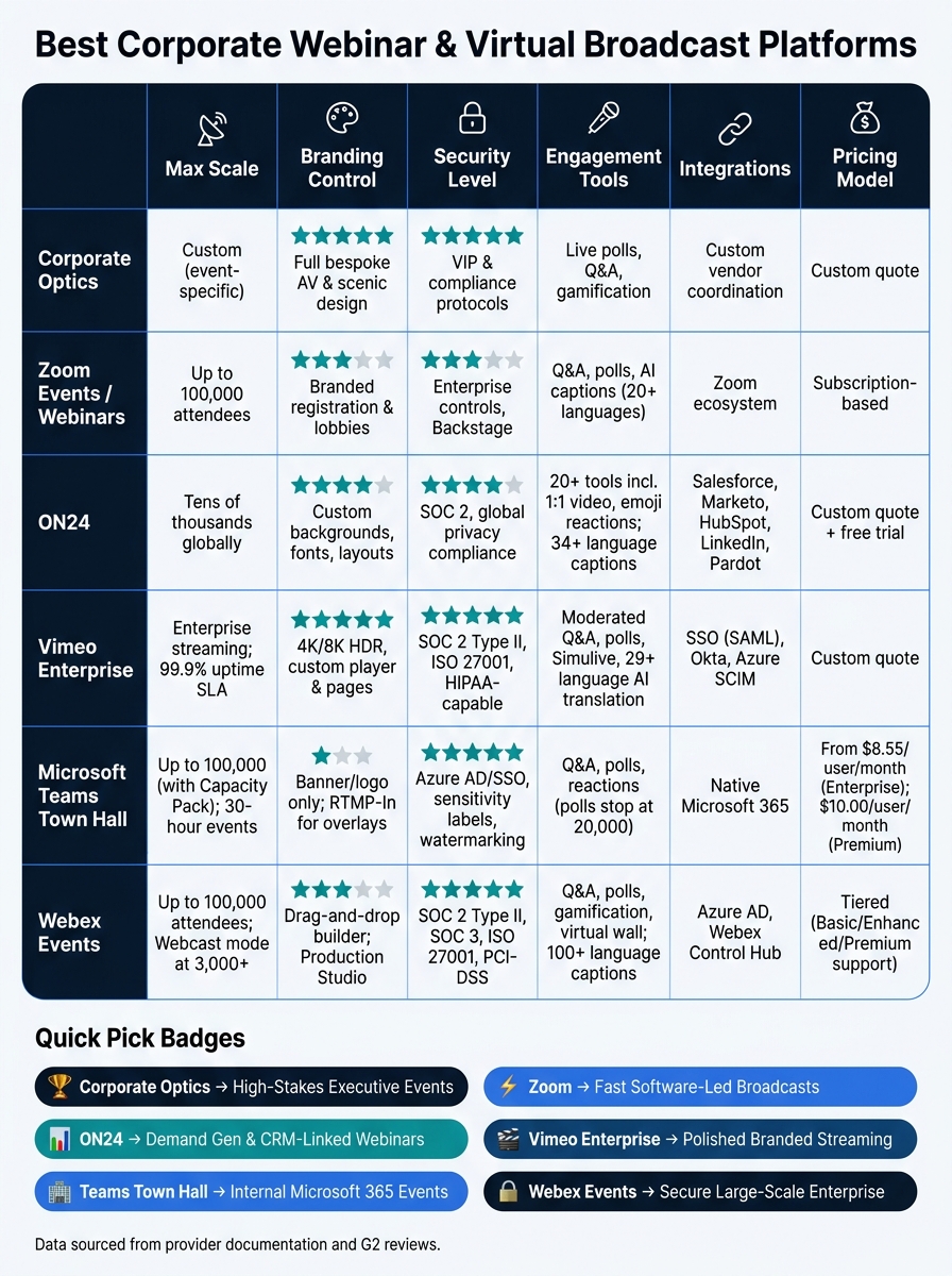 Best Corporate Webinar Platforms Compared: Features, Scale & Use Cases