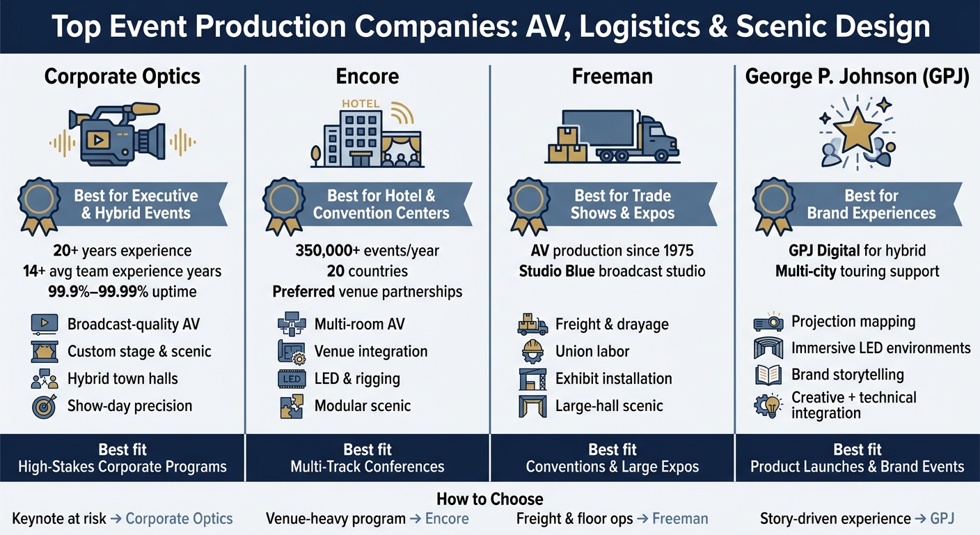 Top Event Production Companies Compared: AV, Logistics & Scenic Design