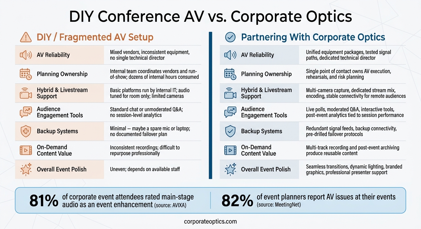 DIY Conference AV vs. Corporate Optics: Full Production Comparison