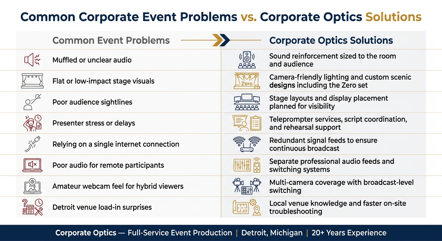 Corporate Optics: Common Event Problems vs. Full-Service Production Solutions