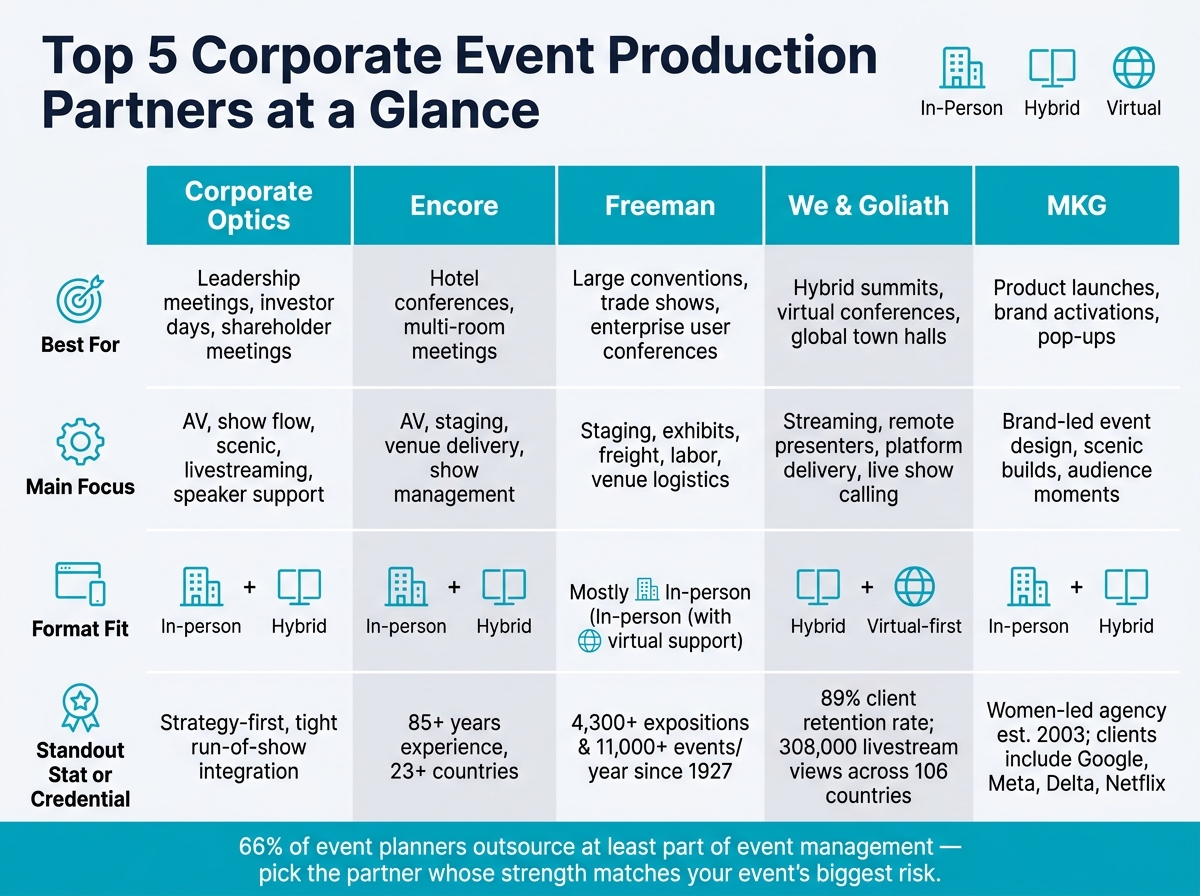 Top 5 Corporate Event Production Partners: Side-by-Side Comparison