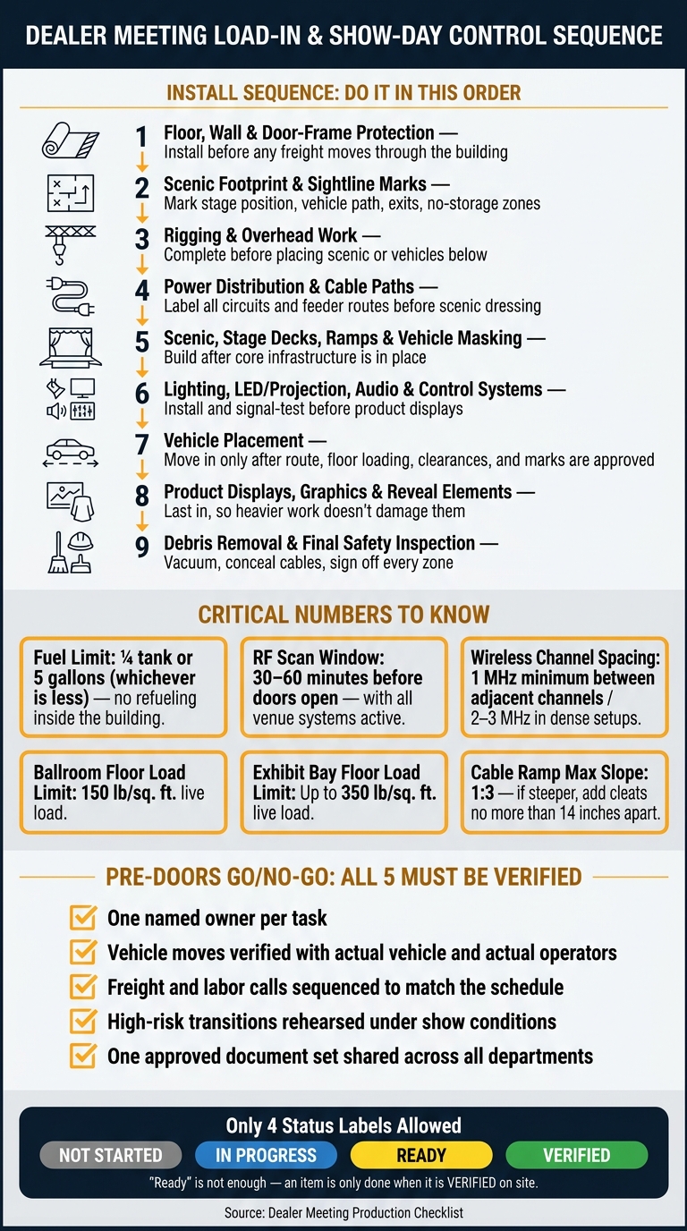 Dealer Meeting Production: 9-Step Load-In Sequence & Show-Day Checklist