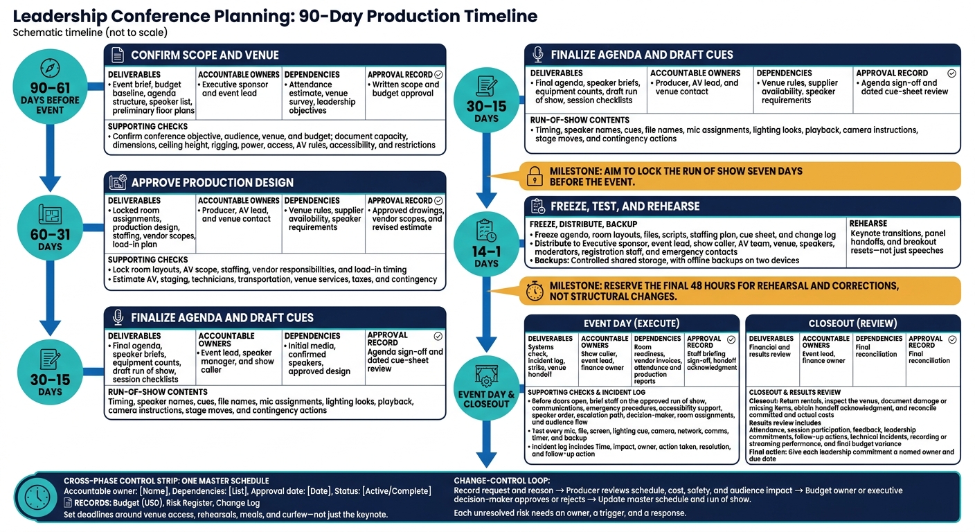 Leadership Conference Planning: 90-Day Production Timeline