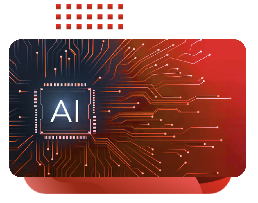 n abstract digital illustration of a microchip with the letters 'AI' in the center,