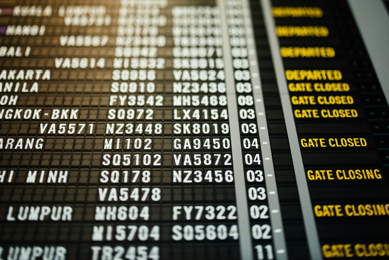 Tableau des départs d’un aéroport international