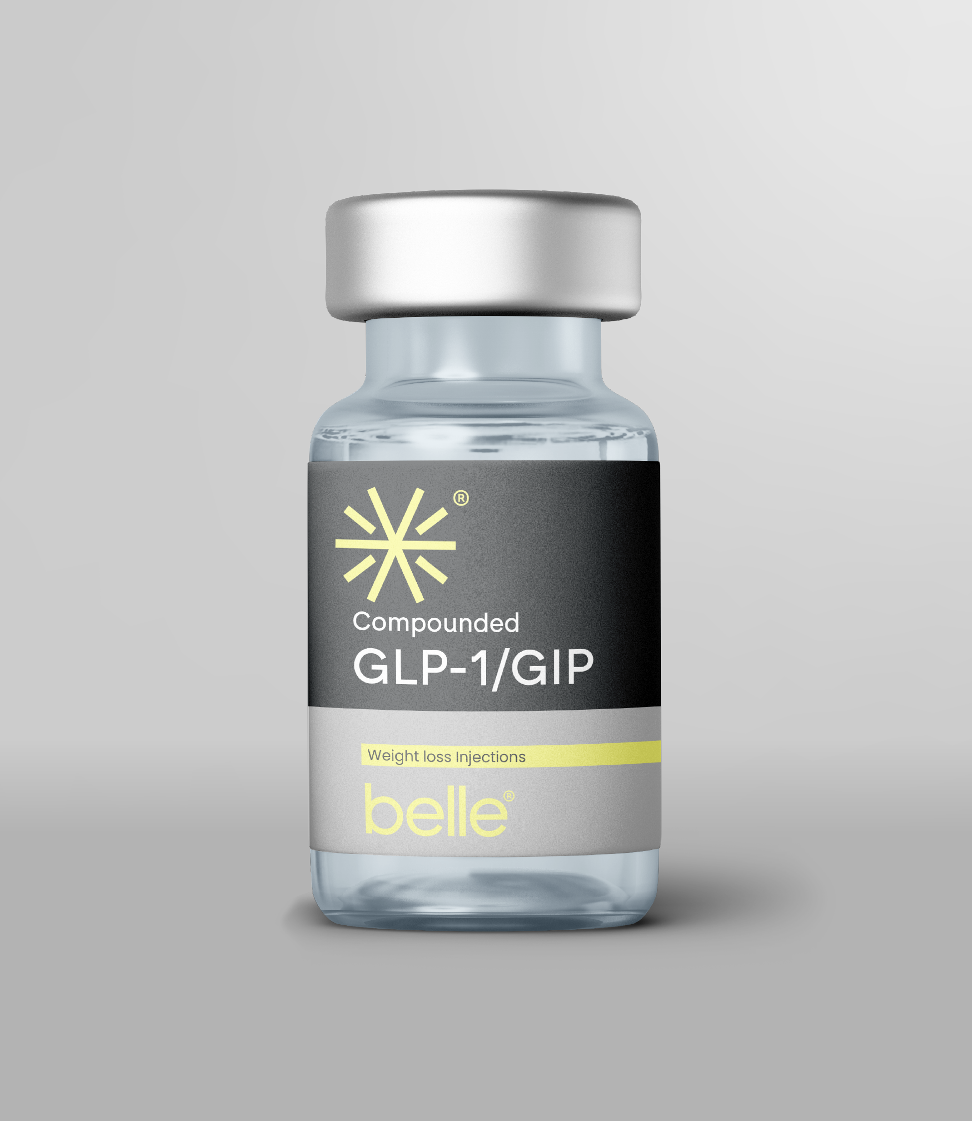 Bottle of compounded GLP-1 medication for weight management