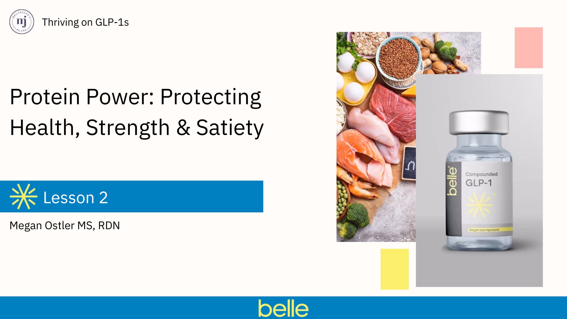 Smiling woman recording a selfie-style patient testimonial outdoors, with the Belle logo overlayed across the center and a play button in the middle.