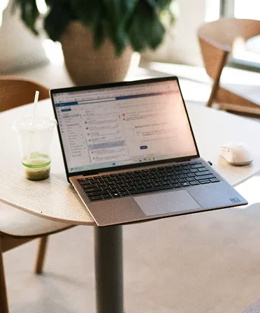 Laptop computer on a table