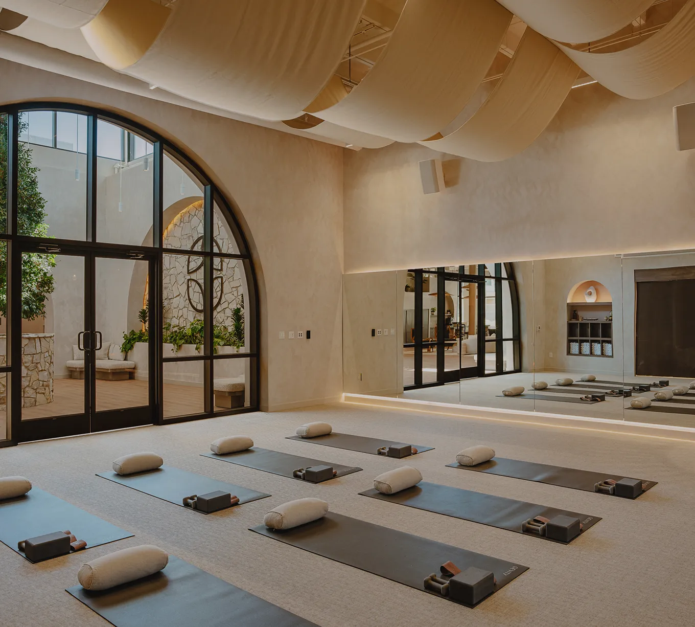 Room with yoga mats