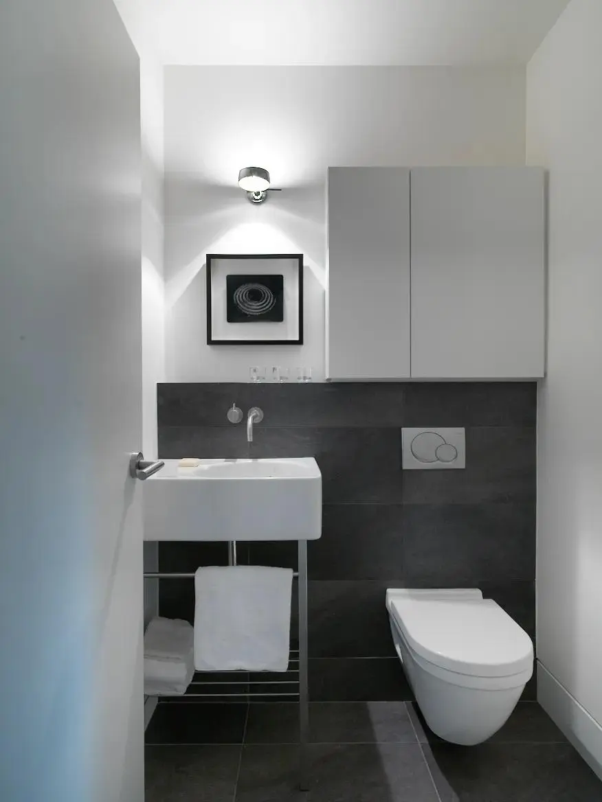 Garden interior black and white bathroom