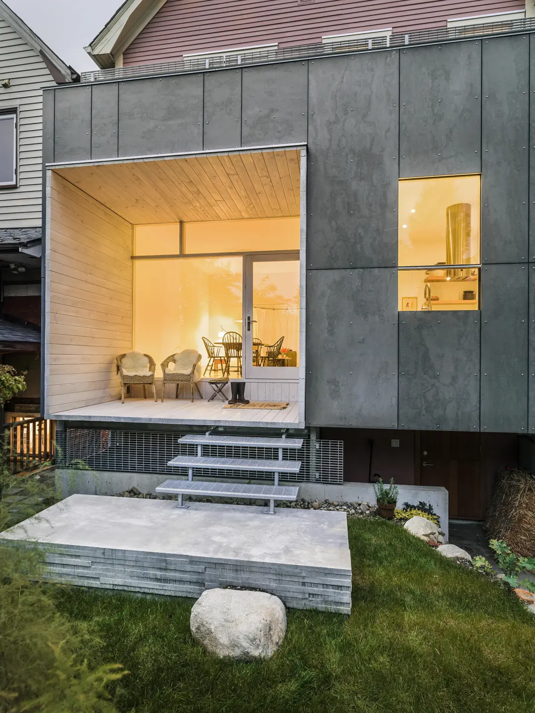Garden exterior backyard and concrete covered porch