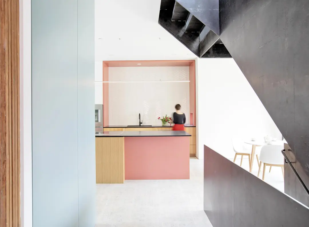 Union pink house kitchen view from hallway