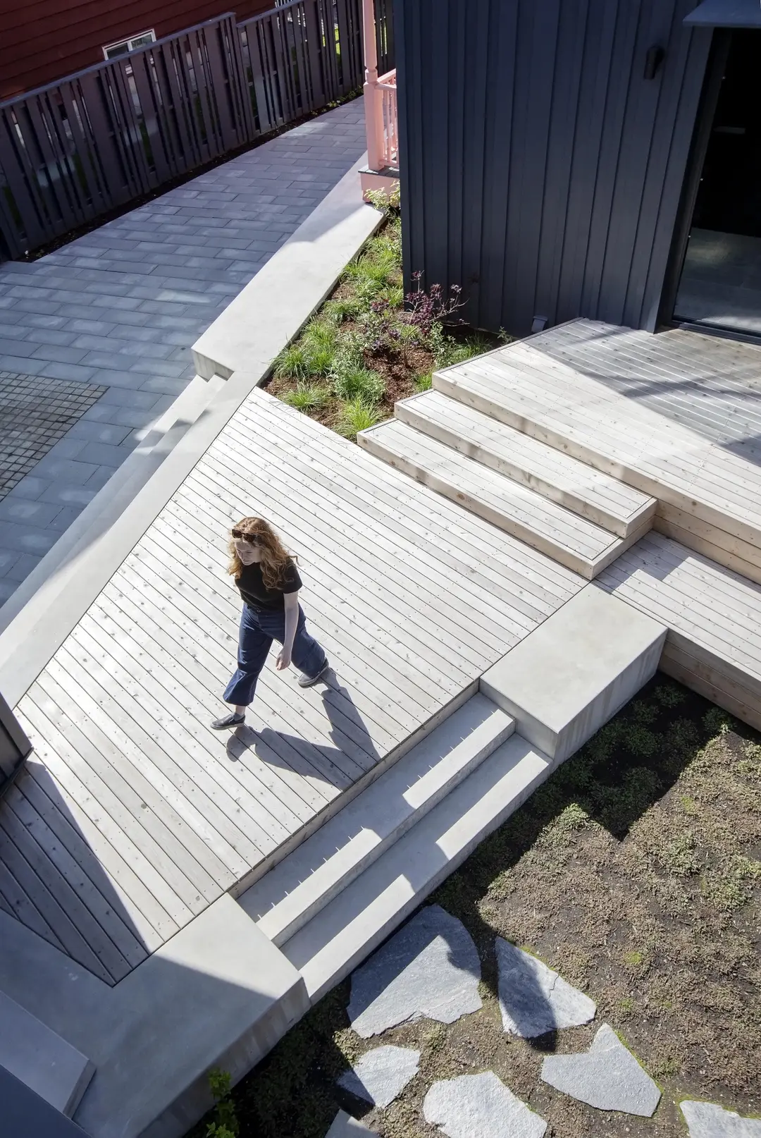 Union top view of backyard decking