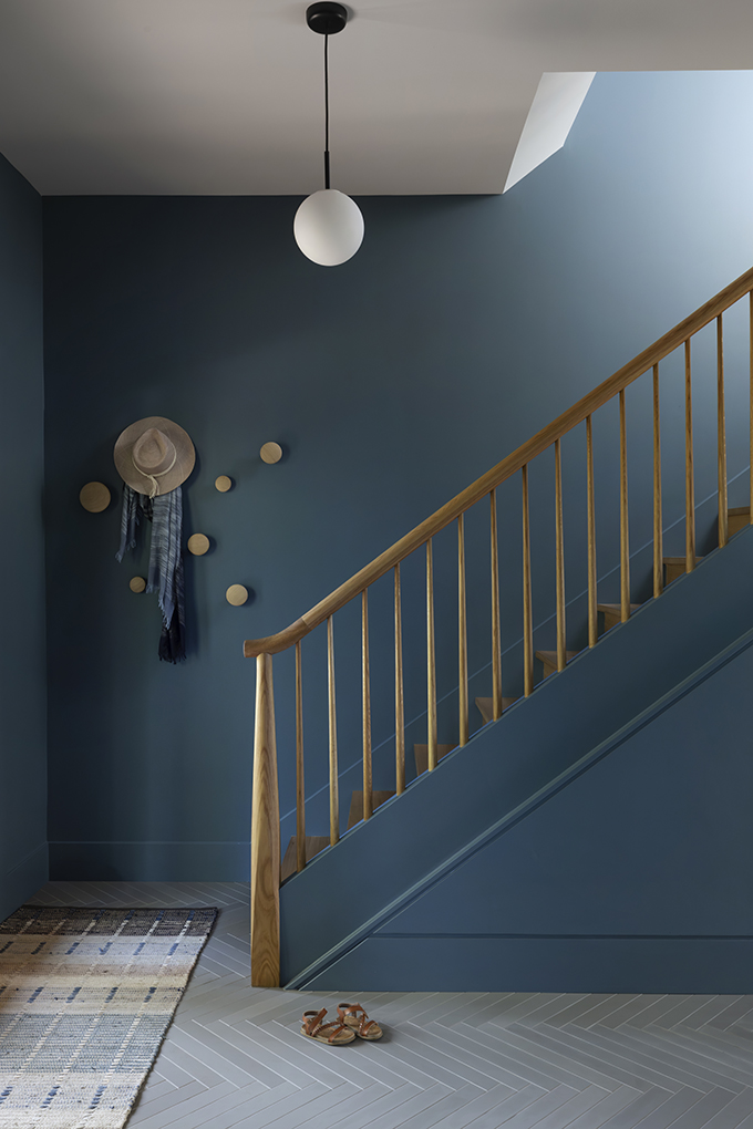 Third House blue staircase in entryway