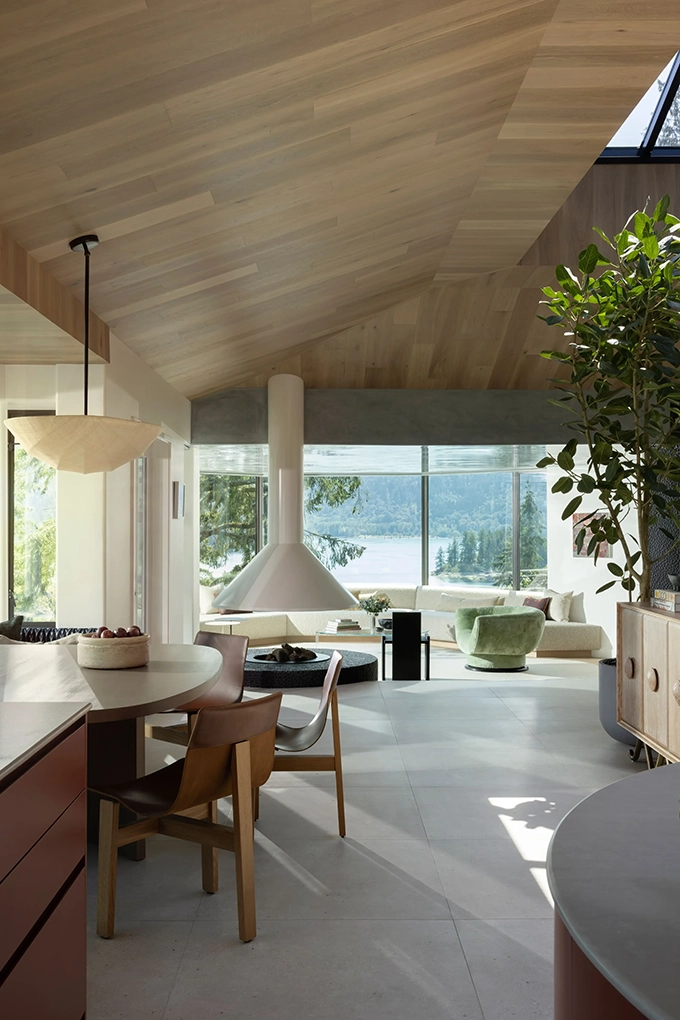 Deep Cove kitchen view of living toom